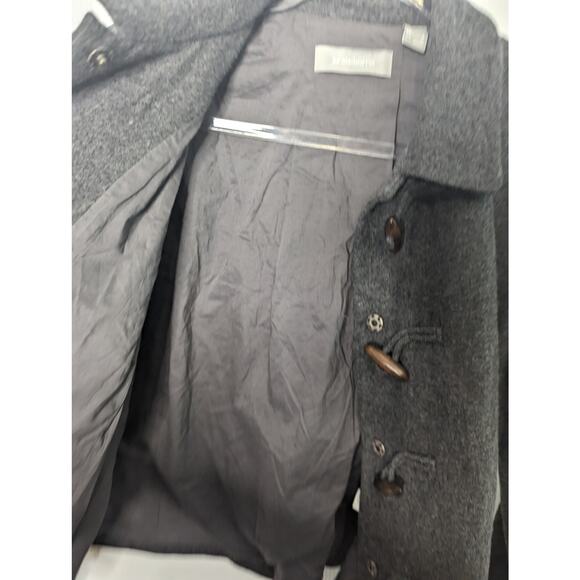 Liz Claiborne Gray Cropped Wool Blend Jacket Toggle Wood Buttons Swing Large - Picture 8 of 9